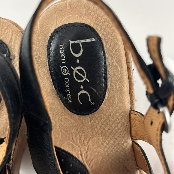 Born Concept Leather Strappy Sandals w/ Cork Wedge Heels - Picture 3 of 8